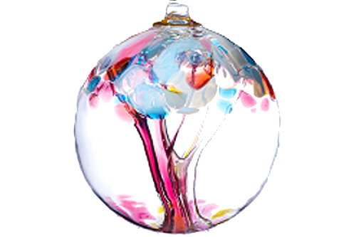 Boule En Verre Soufflée à La Main - 10,2 Cm De Diamètre - Déco Jardin, Fenêtre, Suspension - Effet Miroir Et Couleurs - 3